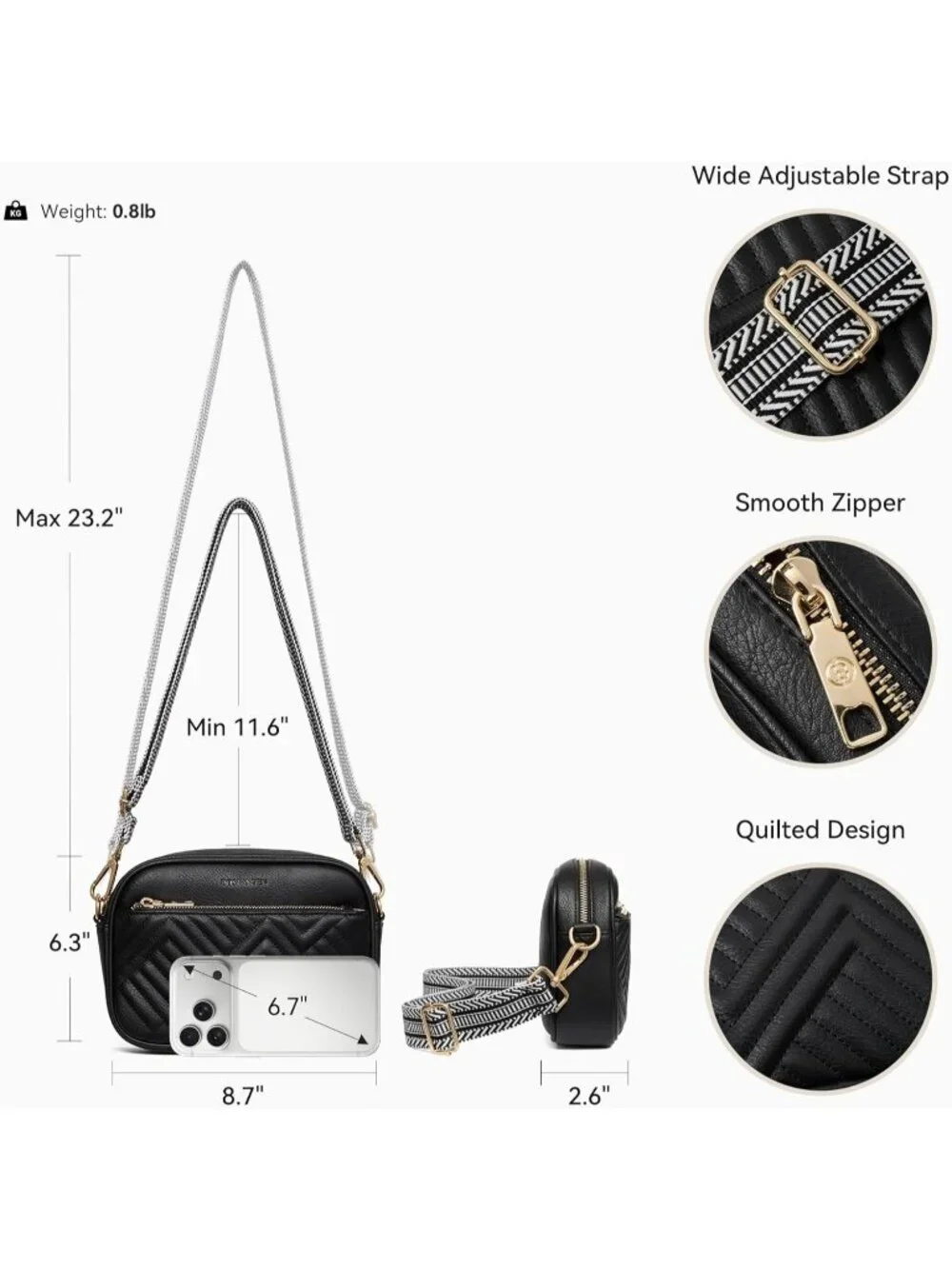 Women's Brown Leather Crossbody Purses Shoulder Handbags with Wide Strap